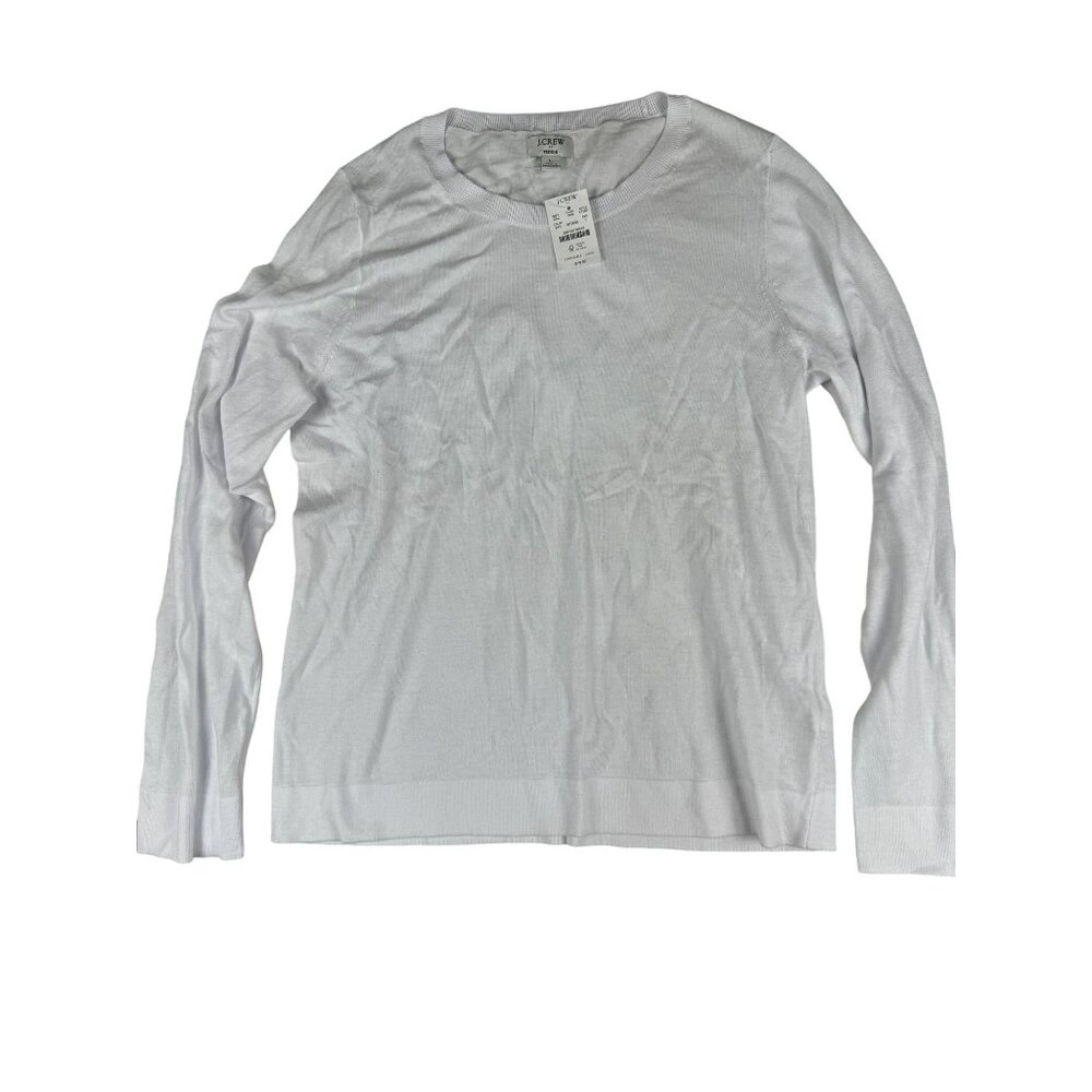 J.Crew Womens White Long Sleeve Crew Neck Sweater L
